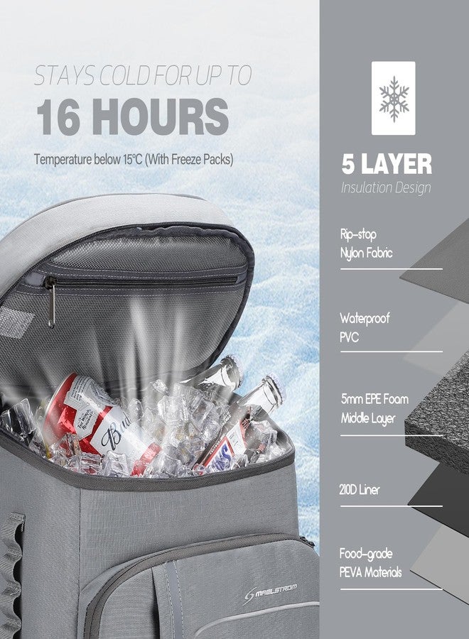 Maelstrom Cooler Backpack,50 Can Backpack Cooler Leakproof,Insulated Soft Cooler Bag,Camping Cooler,Beach Cooler,Ice Chest Backpack,Lightweight Travel Cooler Lunch Backpack for Hiking,Shopping,Grey - Image 2