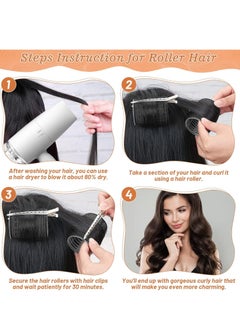 General Hair Curler Rollers 24PCS Heatless Hair Roller with 12PCS Clips, 4 Sizes（Jumbo Large Medium Small）Self Grip Holding Hair Rollers for Long Medium Short Thick Fine Volume Thin Bangs Hair  - Image 5