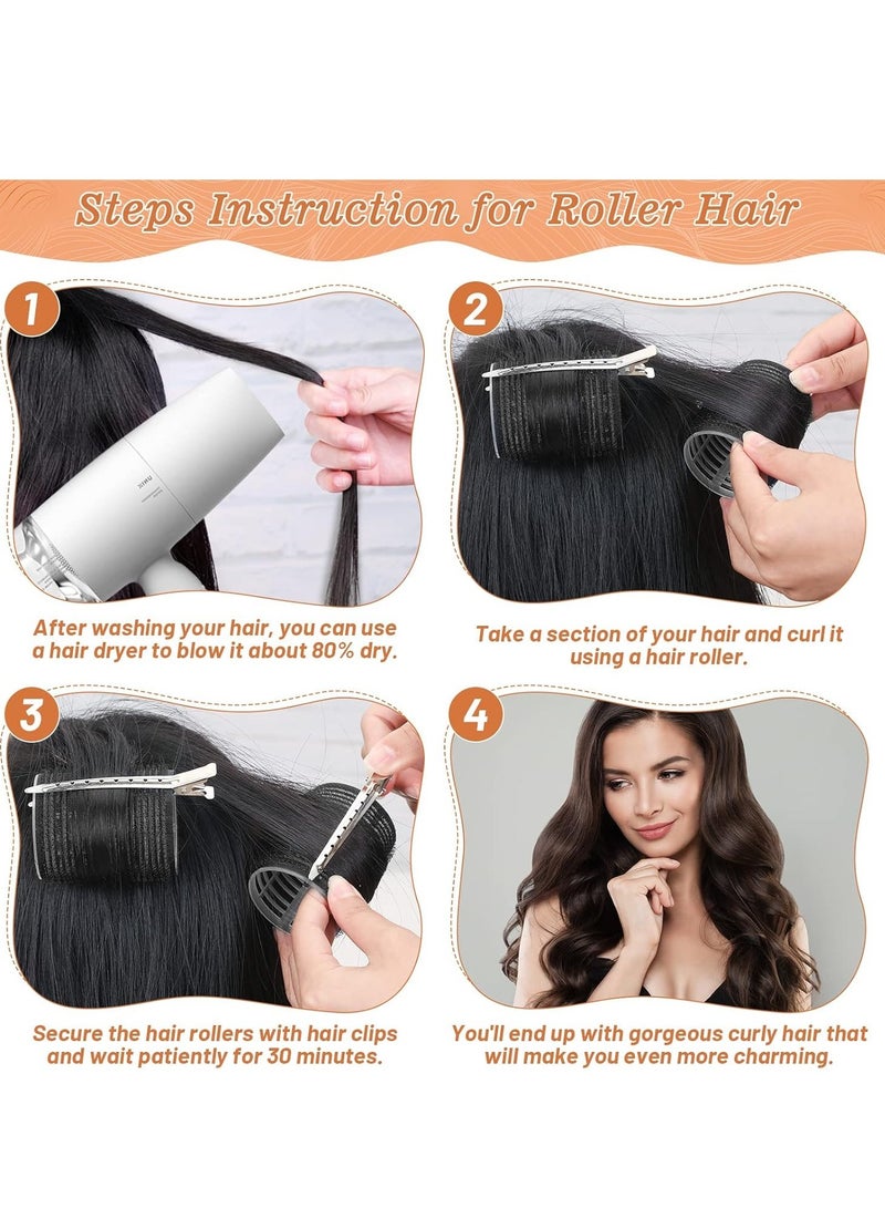 عام بكرات تجعيد الشعر 24 قطعة من بكرات الشعر غير الحرارية مع 12 مشبكًا، 4 أحجام (كبيرة كبيرة ومتوسطة وصغيرة) ذات قبضة ذاتية تحمل بكرات الشعر للشعر الطويل والمتوسط ​​والقصير السميك والرفيع والرفيع - Image 5