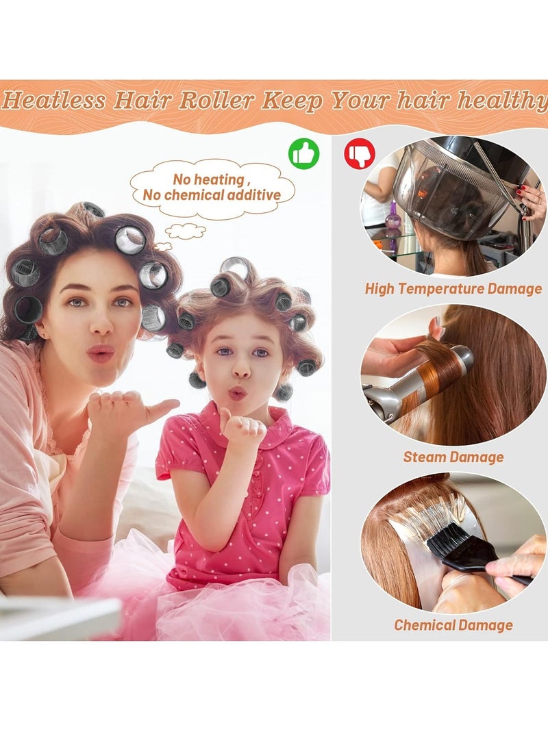 عام بكرات تجعيد الشعر 24 قطعة من بكرات الشعر غير الحرارية مع 12 مشبكًا، 4 أحجام (كبيرة كبيرة ومتوسطة وصغيرة) ذات قبضة ذاتية تحمل بكرات الشعر للشعر الطويل والمتوسط ​​والقصير السميك والرفيع والرفيع - Image 3