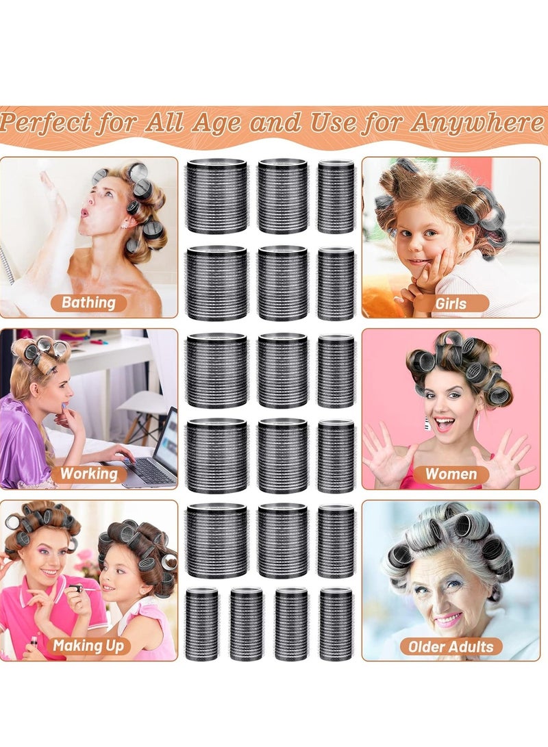 عام بكرات تجعيد الشعر 24 قطعة من بكرات الشعر غير الحرارية مع 12 مشبكًا، 4 أحجام (كبيرة كبيرة ومتوسطة وصغيرة) ذات قبضة ذاتية تحمل بكرات الشعر للشعر الطويل والمتوسط ​​والقصير السميك والرفيع والرفيع - Image 4