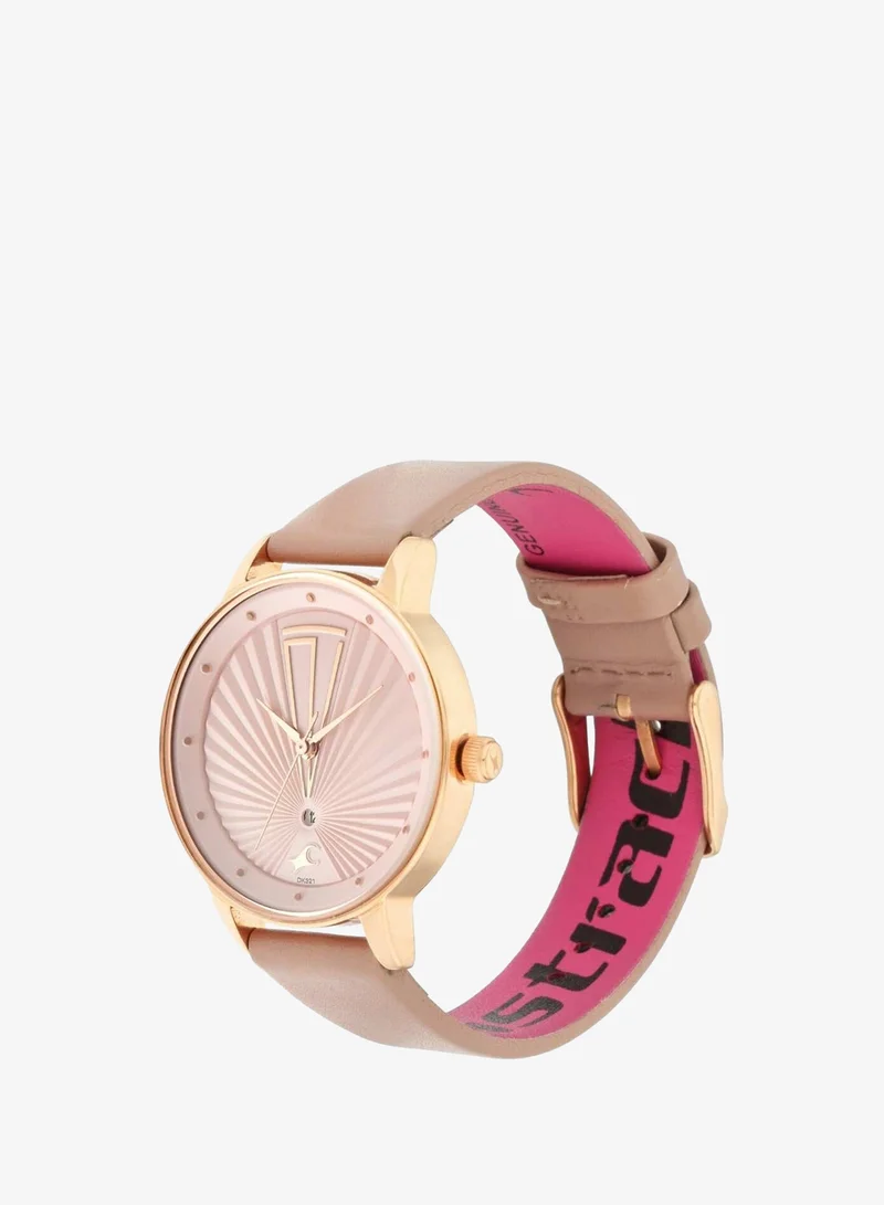 fastrack Fastrack Ruffles Quartz Analog with Date Pink Dial Leather Strap Watch for Girls