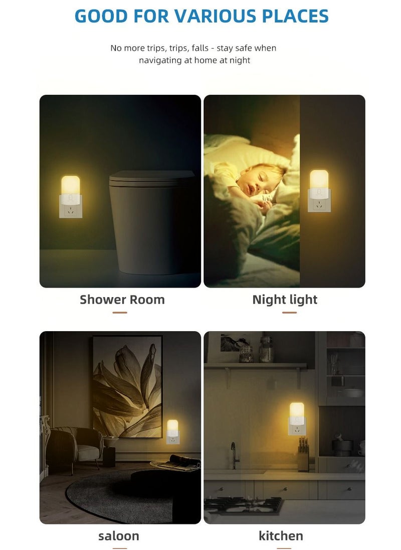 Night Light Socket With Twilight Sensor, Brightness Adjustable Orientation Light, With Brightness Sensor For Children's Room, Stairway, Bedroom, Kitchen, Warm White, Pack of 2 [Energy Class A]，UK PLUG