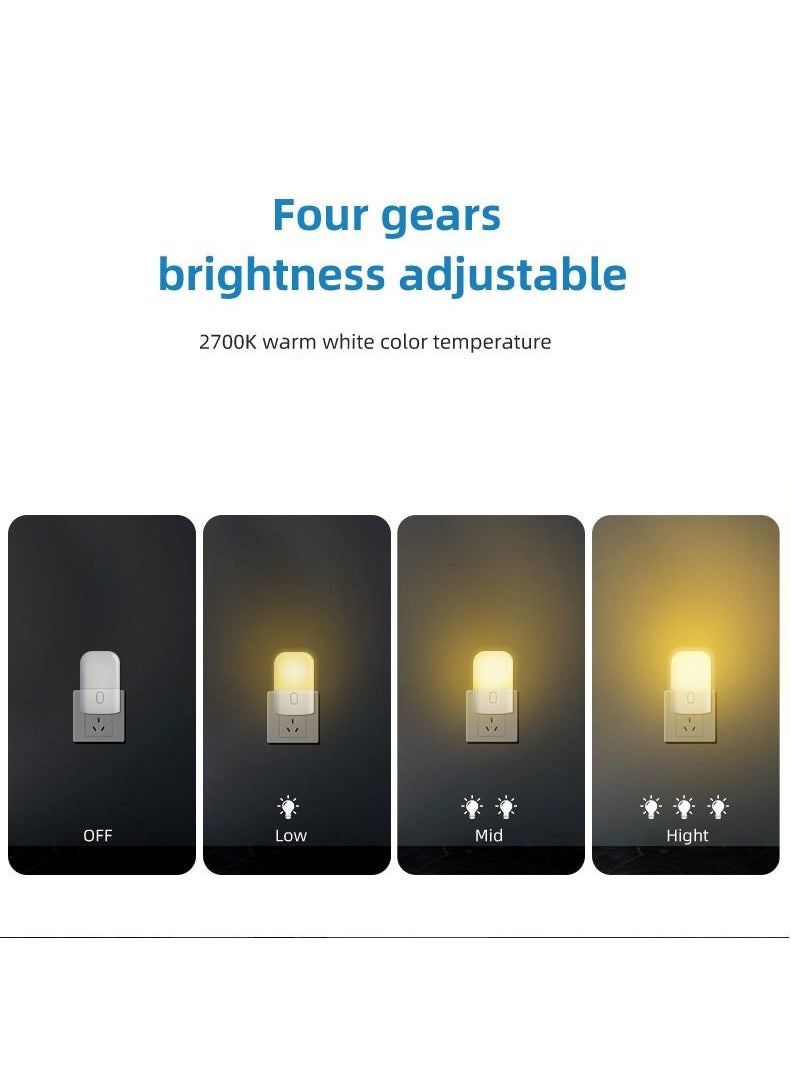 Lezonic Night Light Socket With Twilight Sensor, Brightness Adjustable Orientation Light, With Brightness Sensor For Children's Room, Stairway, Bedroom, Kitchen, Warm White, Pack of 2 [Energy Class A]，UK PLUG  - Image 4