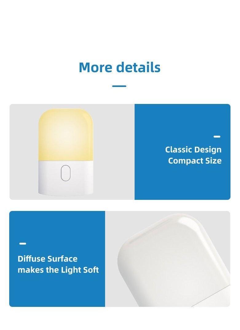 Night Light Socket With Twilight Sensor, Brightness Adjustable Orientation Light, With Brightness Sensor For Children's Room, Stairway, Bedroom, Kitchen, Warm White, Pack of 2 [Energy Class A]，UK PLUG