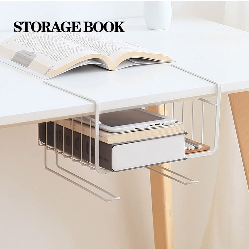 Spaceshoop 2 Pcs Under Shelf Basket, Shelves Wire Basket Hanging Basket Under Shelves Storage Rack for Kitchen Pantry Desk Bookshelf Cupboard - Image 5