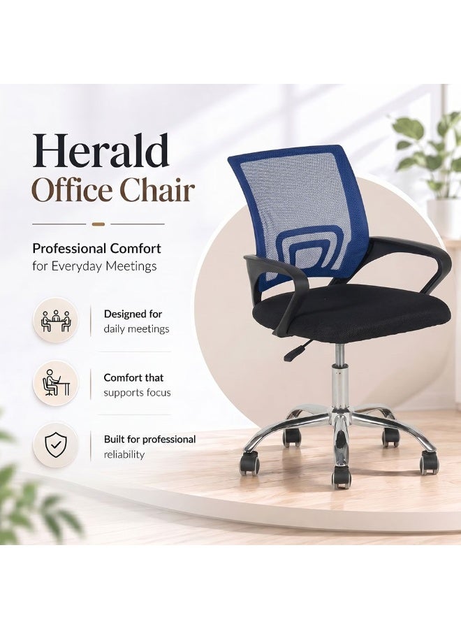 DANUBE HOME Herald Office Chair Ergonomic Office Chair | Modern Desk Computer Chair | Swivel Office Armchair | Fixed Lumbar L58.5xW53xH95cm - Blue/Black - Image 3