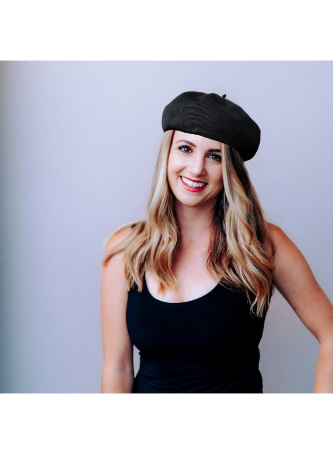 قبعة البيريه النساء قبعة البيريه الفرنسية قبعة شمسية صيفية مسامية للنساء قبعة الفنانات - Image 2