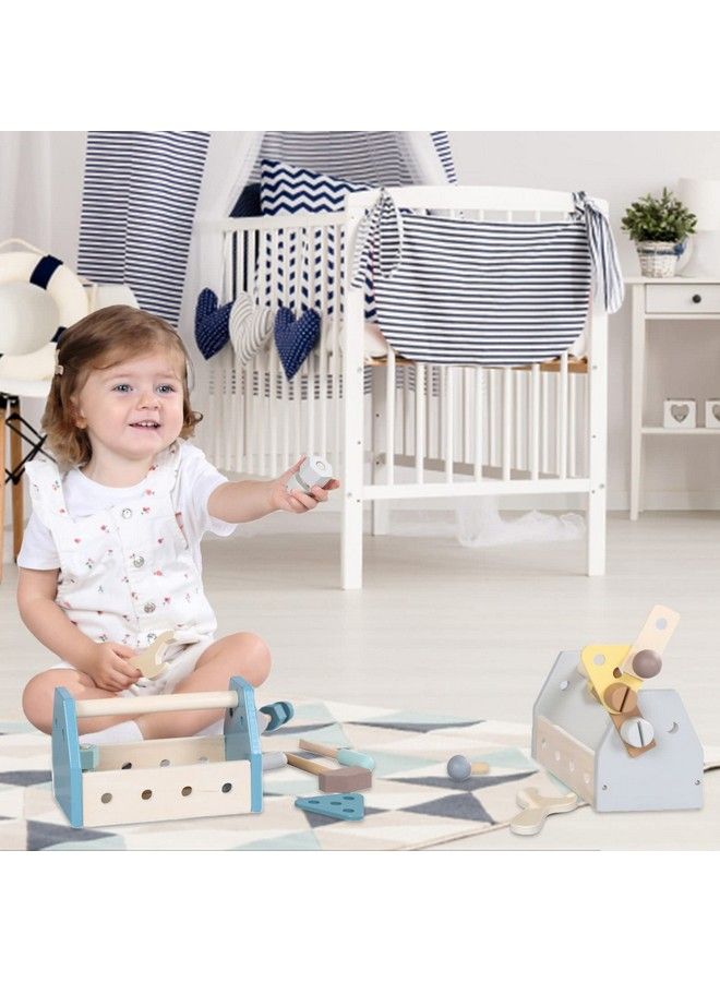 LEADER JOY Montessori Wooden Tools Toddler Educational Construction Kids Toys Sets Play Box Preschool Play Tool（Blue） - Image 3