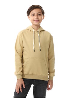 Andora Kangaroo Pockets Fleeced Boys Hoodie_ Khaki  - Image 1