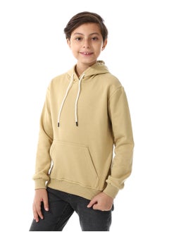 Andora Kangaroo Pockets Fleeced Boys Hoodie_ Khaki  - Image 2