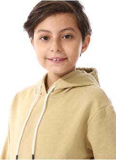 Andora Kangaroo Pockets Fleeced Boys Hoodie_ Khaki  - Image 4