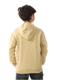 Andora Kangaroo Pockets Fleeced Boys Hoodie_ Khaki  - Image 3