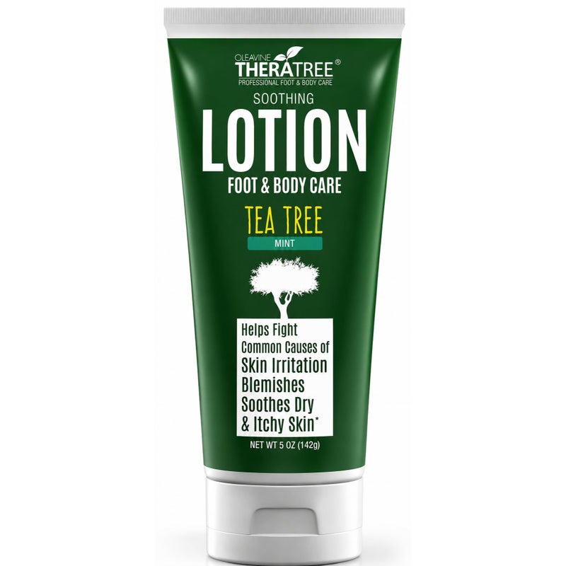 Oleavine TheraTree Tea Tree Oil Lotion with Neem Oil for Foot & Body - Soothing Moisturizer with Aloe Vera, Colloidal Oatmeal & Menthol for Dry, Itchy Skin - Men & Women, 5 oz - Image 2
