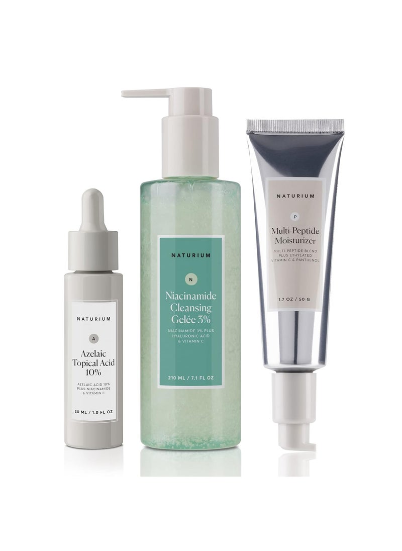 NATURIUM Naturium Skin Soothing Set Azelaic Topical Acid 10 Niacinamide Cleansing Gelee 3  MultiPeptide Moisturizer Daily Skin Routine 