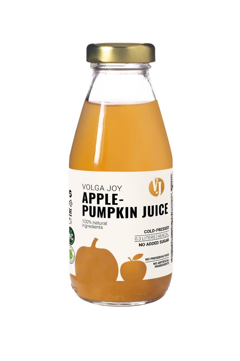 فرحة فولغا عصير فولجا جوي بالتفاح واليقطين بدون إضافة سكر، عبوة من 12 قطعة × 300 مل - Image 2