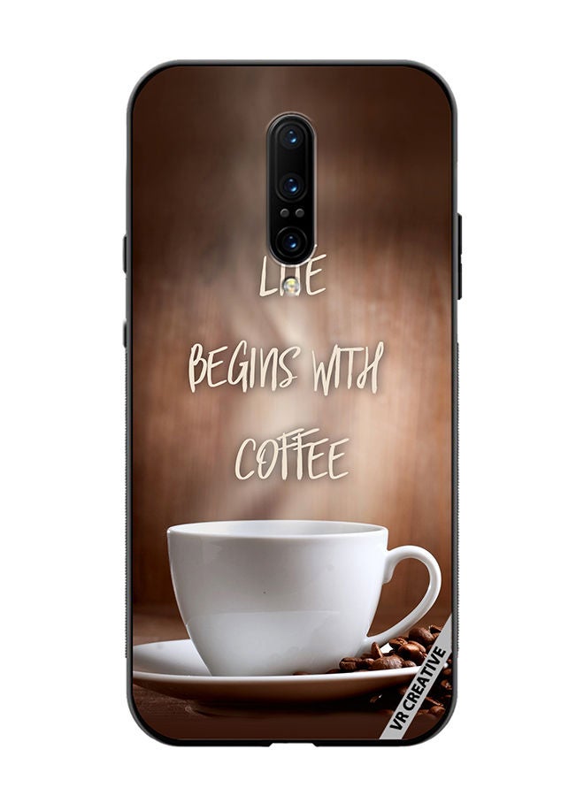 VR CREATIVE Protective Case Cover For OnePlus 7 Pro Life Begins with Coffee Design Multicolour - Image 1