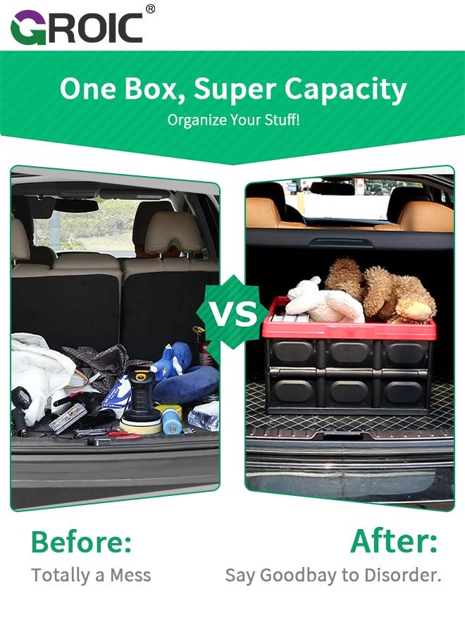 GROIC Collapsible Storage Bin with Lid, Plastic Box  Saving Space, Trunk Foldable Organizer Durable Non Slip Lightweight for Car, SUV, Truck, Van, Home, Camping Outdoor (30L) - Image 2