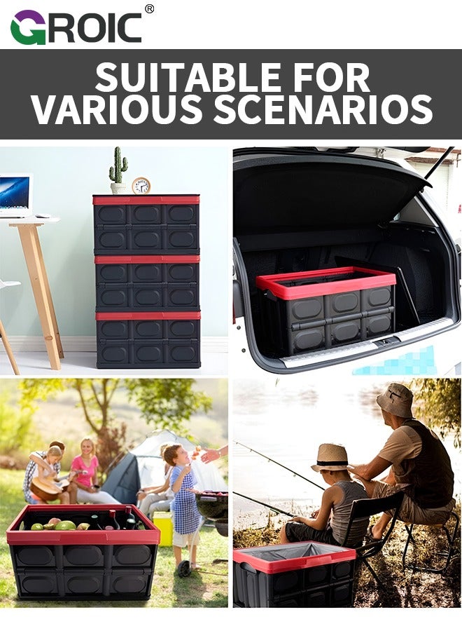 GROIC Collapsible Storage Bin with Lid, Plastic Box  Saving Space, Trunk Foldable Organizer Durable Non Slip Lightweight for Car, SUV, Truck, Van, Home, Camping Outdoor (30L) - Image 5