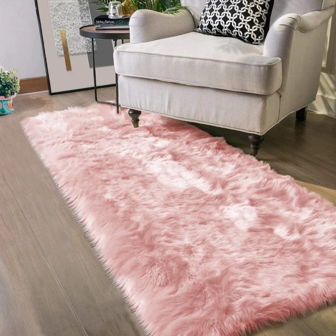 PINK RUGS FOR BEDROOM GIRLS WASHABLE RUNNER 2X6 FAUX FUR RUG SOFT FURRY RUGS FLUFFY THROW SHEEPSKIN RUG CUTE ROOM DCOR CUSHION RUNNER