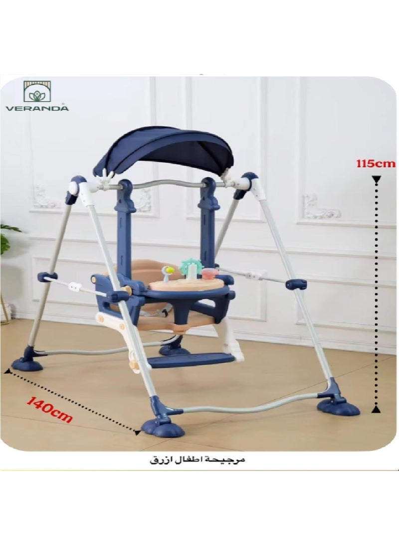 مجموعة أرجوحة للأطفال مع ألعاب موسيقية، كرسي أرجوحة قابل للطي بتصميم بقرة، مظلة قابلة للتعديل، إطار معدني، أرجوحة داخلية وخارجية للأطفال الصغار من الأولاد والبنات، مقعد آمن ومبطن