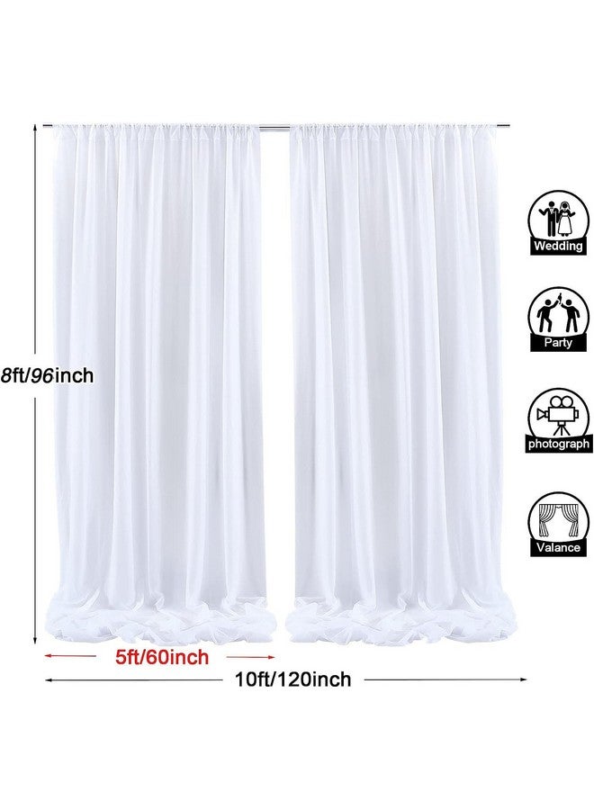 Backdropon خلفية قماش تقليدية - 5 قطع ستارة شبكة بيضاء مع خطافات لاصقة وشريط ساتان لتزيين البوجا، عيد الميلاد، الذكرى السنوية، الزفاف - Image 4