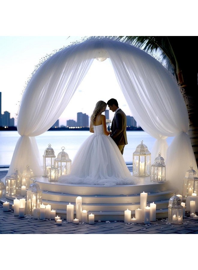 Backdropon خلفية قماش تقليدية - 5 قطع ستارة شبكة بيضاء مع خطافات لاصقة وشريط ساتان لتزيين البوجا، عيد الميلاد، الذكرى السنوية، الزفاف - Image 5