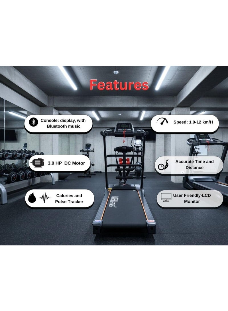 Marshal Fitness MFT-276-4 Foldable Walking Pad Treadmill 3.0HP | Motorized Auto Incline Treadmill with Massager, Dumbbells & Twister Disc | Heavy-Duty Running Machine 120kg Capacity for Home Gym - Image 2