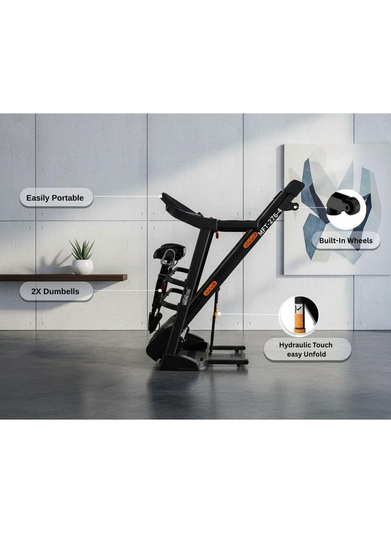 Marshal Fitness MFT-276-4 Foldable Walking Pad Treadmill 3.0HP | Motorized Auto Incline Treadmill with Massager, Dumbbells & Twister Disc | Heavy-Duty Running Machine 120kg Capacity for Home Gym - Image 3
