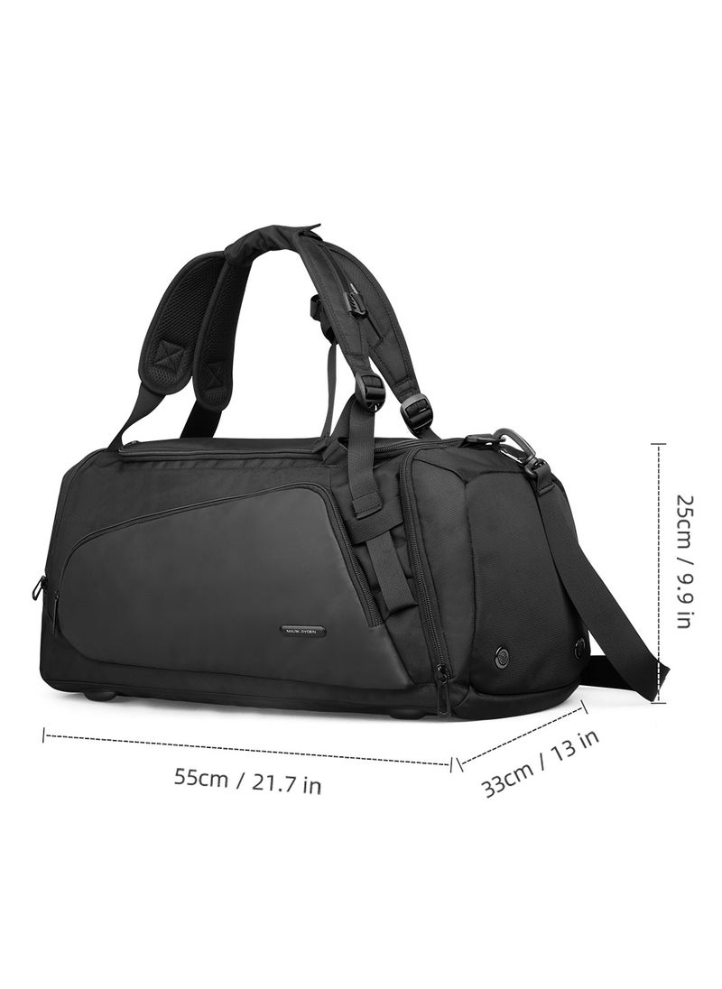 MARK RYDEN - MARK RYDEN 8206 Gym Bag-Backpack, 27 Liters, All Black Water-Resistant Ultra Bag with Multipurpose of Use: Gym, Travel, Workout, Hand Luggage, Duffle Bag With Shoe Pocket & Waterproof Pocket - Image 1