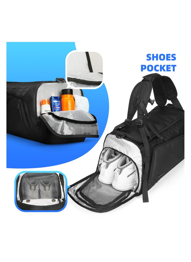 MARK RYDEN - MARK RYDEN 8206 Gym Bag-Backpack, 27 Liters, All Black Water-Resistant Ultra Bag with Multipurpose of Use: Gym, Travel, Workout, Hand Luggage, Duffle Bag With Shoe Pocket & Waterproof Pocket - Image 1