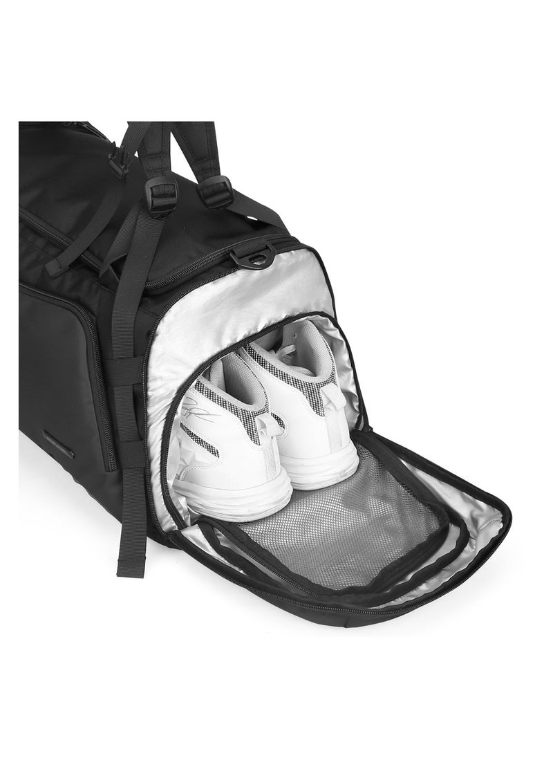 MARK RYDEN - MARK RYDEN 8206 Gym Bag-Backpack, 27 Liters, All Black Water-Resistant Ultra Bag with Multipurpose of Use: Gym, Travel, Workout, Hand Luggage, Duffle Bag With Shoe Pocket & Waterproof Pocket - Image 1