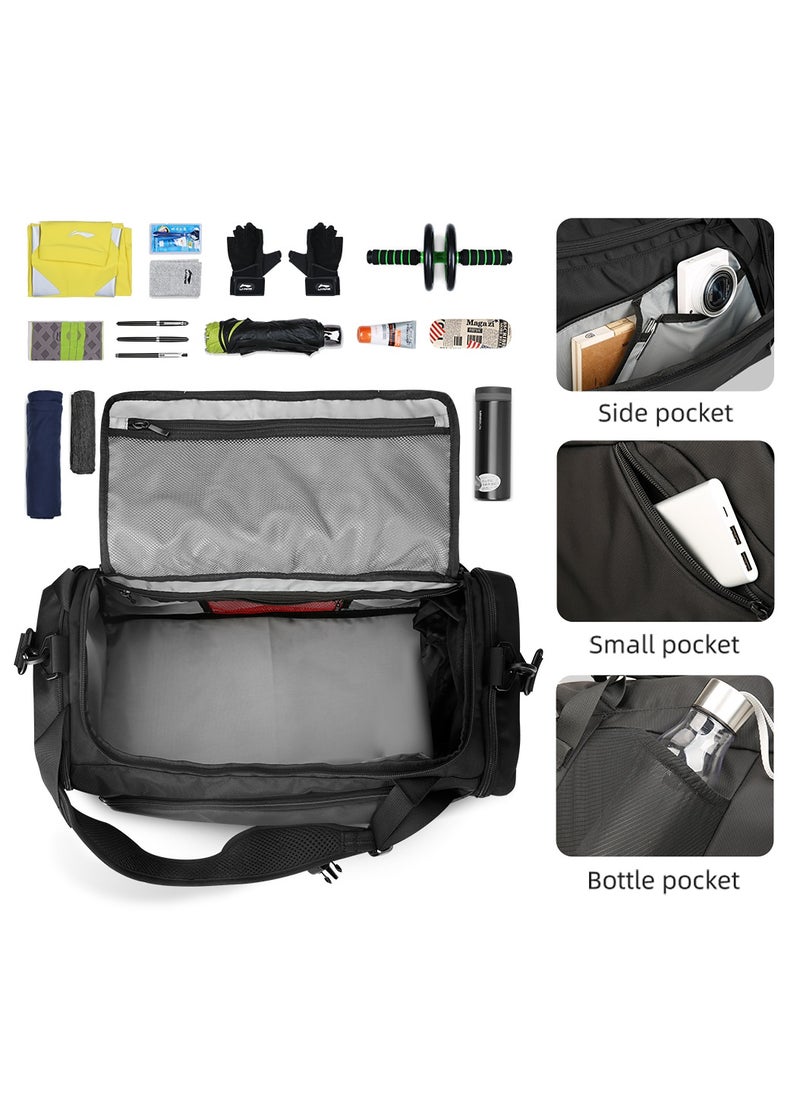 MARK RYDEN - MARK RYDEN 8206 Gym Bag-Backpack, 27 Liters, All Black Water-Resistant Ultra Bag with Multipurpose of Use: Gym, Travel, Workout, Hand Luggage, Duffle Bag With Shoe Pocket & Waterproof Pocket - Image 1