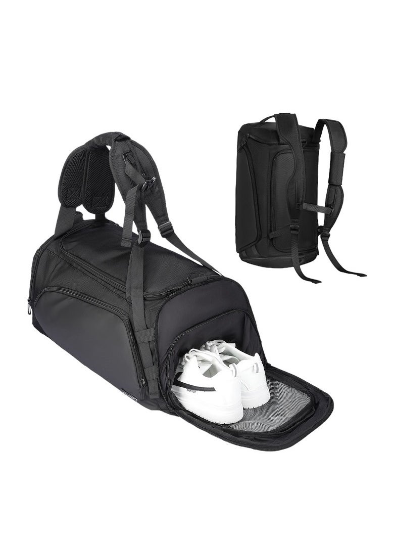 MARK RYDEN - MARK RYDEN 8206 Gym Bag-Backpack, 27 Liters, All Black Water-Resistant Ultra Bag with Multipurpose of Use: Gym, Travel, Workout, Hand Luggage, Duffle Bag With Shoe Pocket & Waterproof Pocket - Image 1