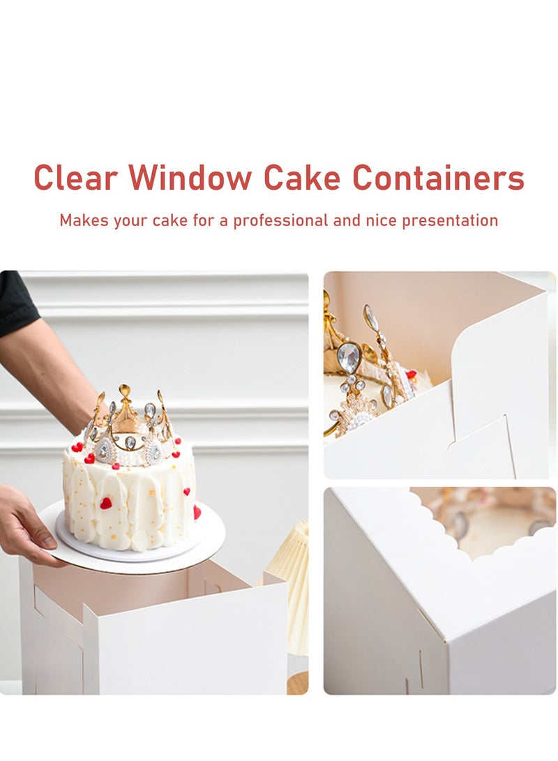 40pcs 12x12x8 inches Cake Box with Cake Board,20 Boxes and 20 Boards, White Bakery Boxes With Window For Cookies, Pastries, Pies, Desserts - Image 3