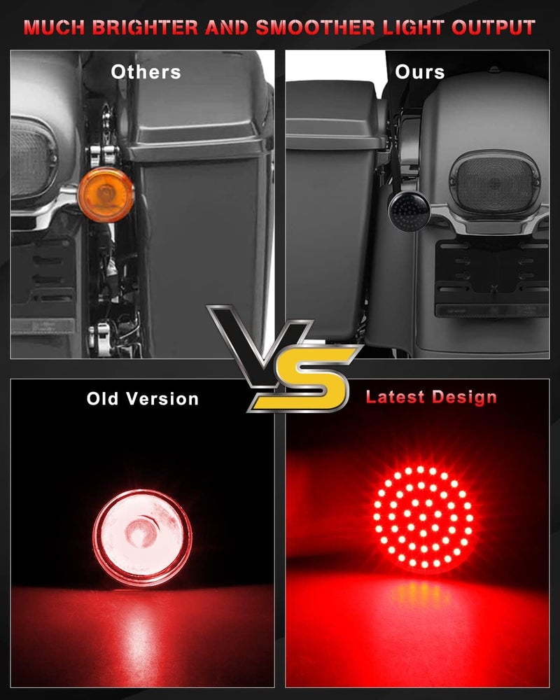 NTHREEAUTO 1157 Turn Signals with Smoked Lens Cover, Full LED Light Up 2 Inch Bullet Rear Brake Running Light Compatible with Harley Softail Dyna Sportster Fatboy Street Glide Road King - Image 3