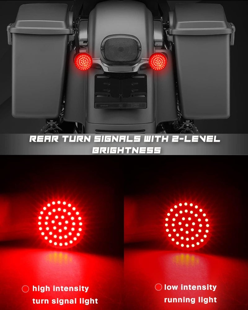 NTHREEAUTO 1157 Turn Signals with Smoked Lens Cover, Full LED Light Up 2 Inch Bullet Rear Brake Running Light Compatible with Harley Softail Dyna Sportster Fatboy Street Glide Road King - Image 2