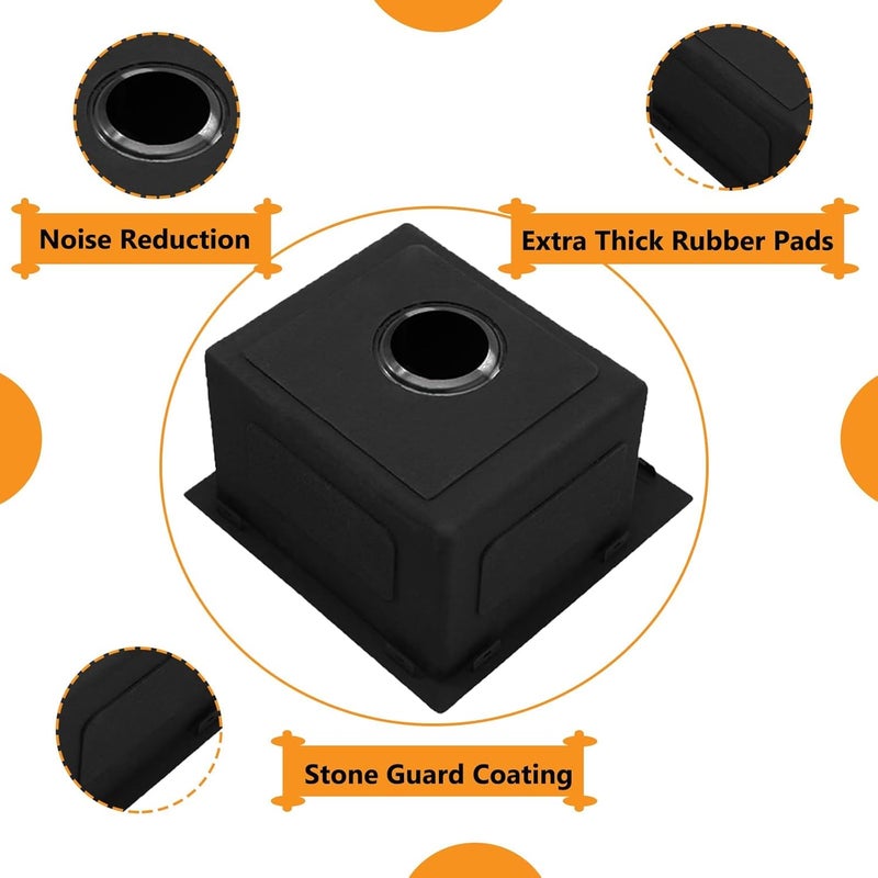 VAPSINT Drop In Black Bar Sink, 13x15 Inch Topmount Single Bowl Handmade Gunmetal Black Wet Bar Prep RV Sink, 16 Guage Stainless Steel Outdoor Small Kitchen Sinks with Grid & Drain - Image 4