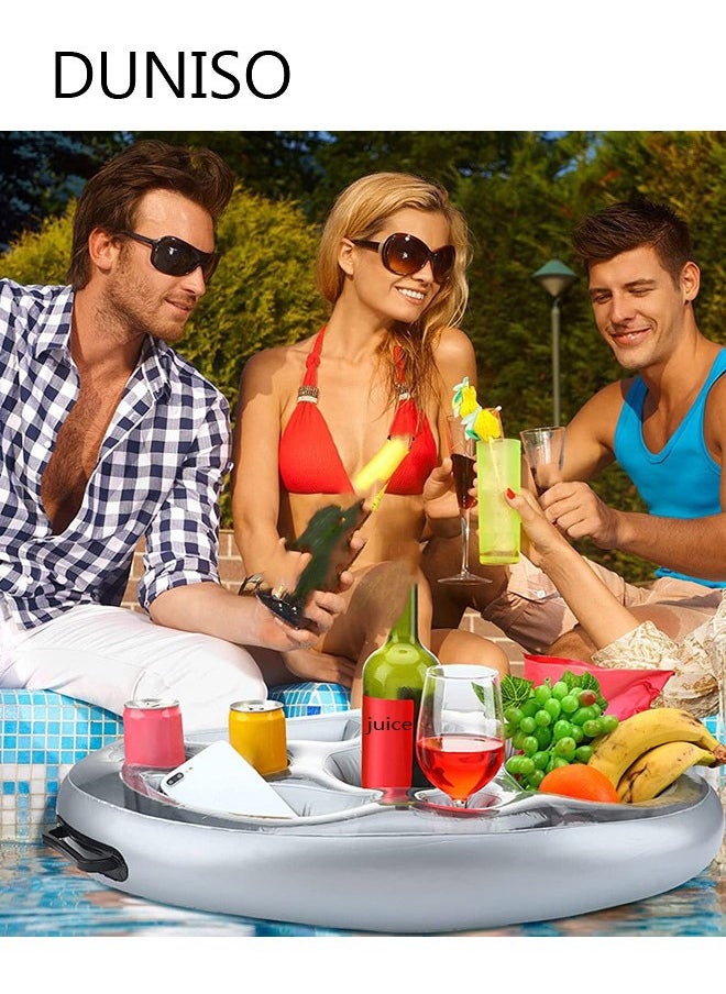 Pool Inflatable Floating Drink Holder with 8 Holes Large Capacity Drink Float Floating Pool Tray for Food and Drinks Swimming Pool Party Beach Accessories Pool Drink Floats