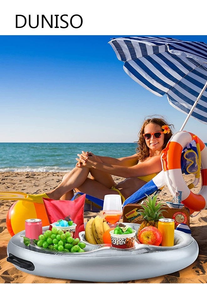 Pool Inflatable Floating Drink Holder with 8 Holes Large Capacity Drink Float Floating Pool Tray for Food and Drinks Swimming Pool Party Beach Accessories Pool Drink Floats