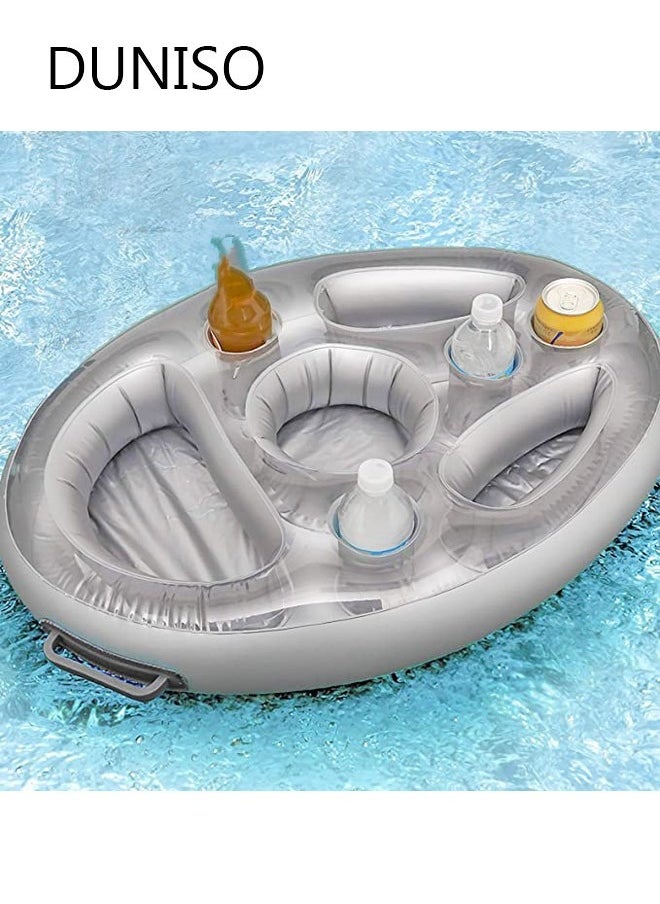 Pool Inflatable Floating Drink Holder with 8 Holes Large Capacity Drink Float Floating Pool Tray for Food and Drinks Swimming Pool Party Beach Accessories Pool Drink Floats