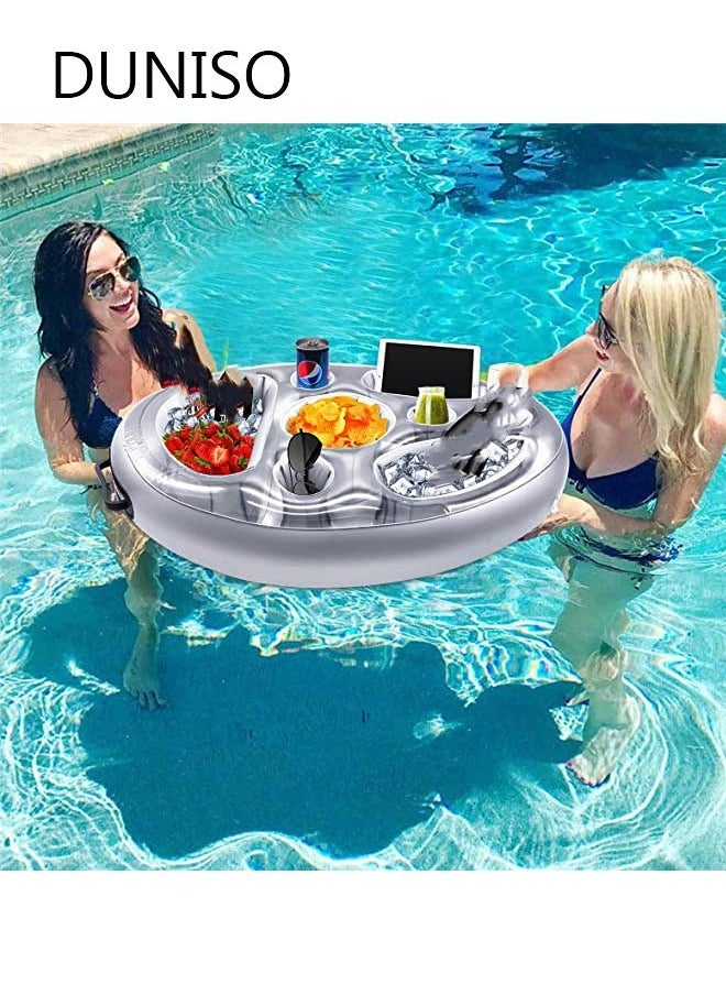 Pool Inflatable Floating Drink Holder with 8 Holes Large Capacity Drink Float Floating Pool Tray for Food and Drinks Swimming Pool Party Beach Accessories Pool Drink Floats
