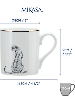Fine China 280ML Straight Sided Mug Cheetah
