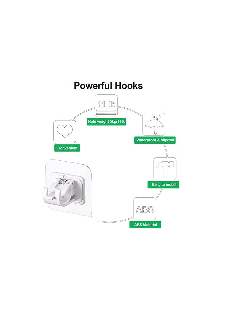 8 Pieces Self Adhesive Curtain Rod Bracket, No Drill Drapery Hooks Holder, Plastic Easy Sticky Curtain Rod Hooks for Kitchen, Bathroom, Hotel (White) - Image 4