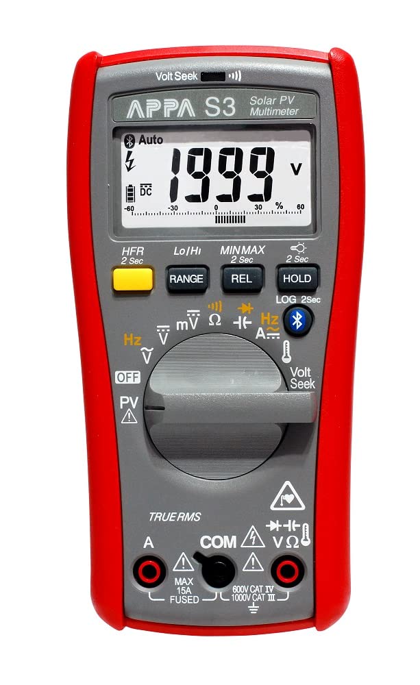 APPA S3 Solar Multimeter PV Multimeter True RMS measurements on ACVACA AutoVolt for automatic ACDC voltage selection with Bluetooth connection with APPA connect APP - Image 1