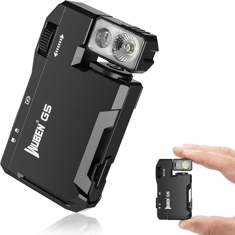 WUBEN G5 Flashlight Rechargeable Torch Light, 400 Lumens Super Bright Keychain Flashlight with RGB light, EDC Mini Magnetic Keychain Pocket Torch, Lightweight Camping Torch for Outdoor Home (Black) - Image 1