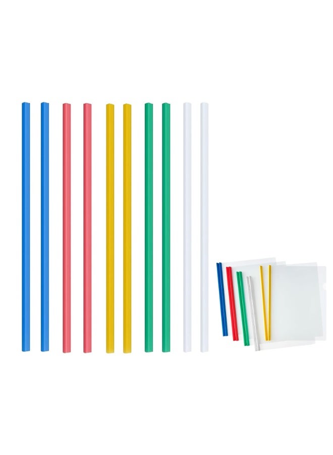 A4 Sliding Bar Report Covers, 10 Pack Plastic File Folders, Holds Up to 75 Sheets, Multi-Color - Image 1