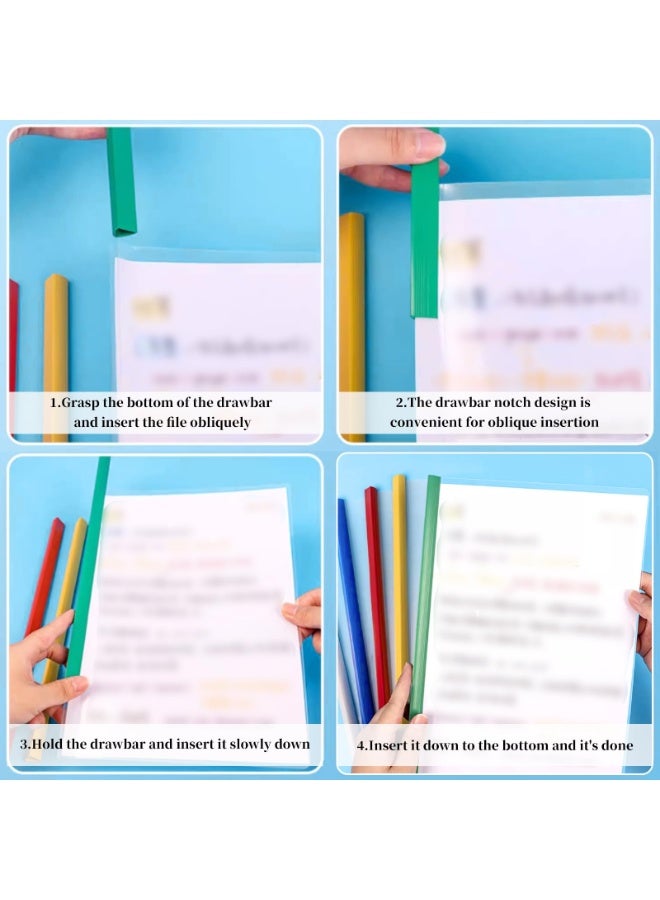 A4 Sliding Bar Report Covers, 10 Pack Plastic File Folders, Holds Up to 75 Sheets, Multi-Color - Image 4