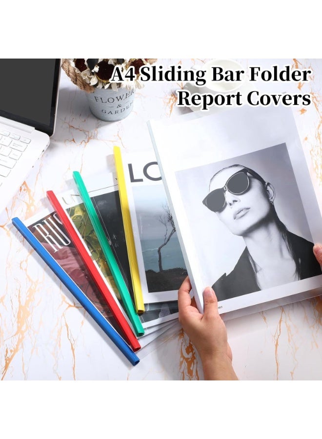 A4 Sliding Bar Report Covers, 10 Pack Plastic File Folders, Holds Up to 75 Sheets, Multi-Color - Image 3