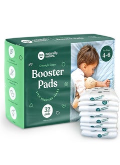 Naturally Nature Superior Leak Protection, Naturally Nature Overnight Diaper Booster Pads with Adhesive for Pull-on & Regular Diapers, Trusted by Parents to Help with Nighttime Leaks, Boys & Girls, 32 Pads  - Image 1